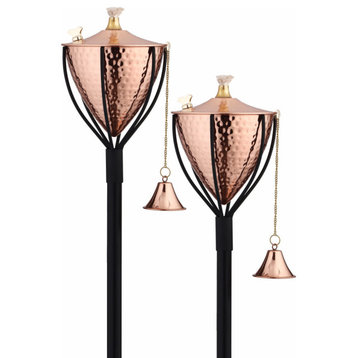 Amsterdam Hammered Copper Tiki Torch - 2 Pack
