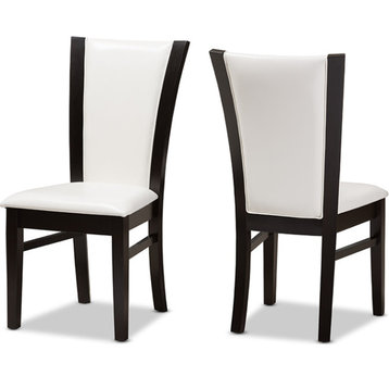 Adley Dining Chair, Set of 2, White, Dark Brown