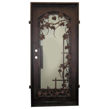 Vino Iron Door 37"x81", Square Top, Clear Glass, Right Hand Inswing