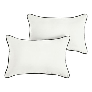 Sunbrella Canvas Natural, Canvas Black Outdoor Pillow Set