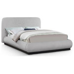 Meridian Furniture - Rigby Linen Textured Fabric Upholstered Bed, Gray, King, Black - Give your bedroom (and yourself) the royal treatment with this Rigby grey linen textured fabric king bed. Wrapped in rich linen textured fabric, its black finish fluted base exudes sophistication. Fully slatted, it eliminates the need for a box spring, offering modern convenience. With an art deco design that blends elegance and functionality, this bed promises to be the centerpiece of luxurious comfort. Treat yourself to a restful retreat where style meets substance, creating a haven for relaxation and rejuvenation.