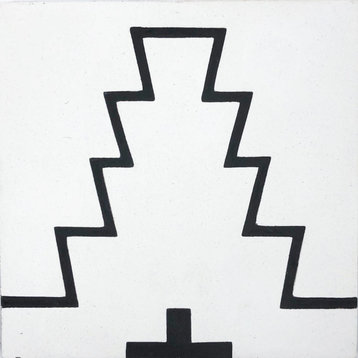 8"x8" Midar Handmade Cement Tile, White/Black, Set of 12