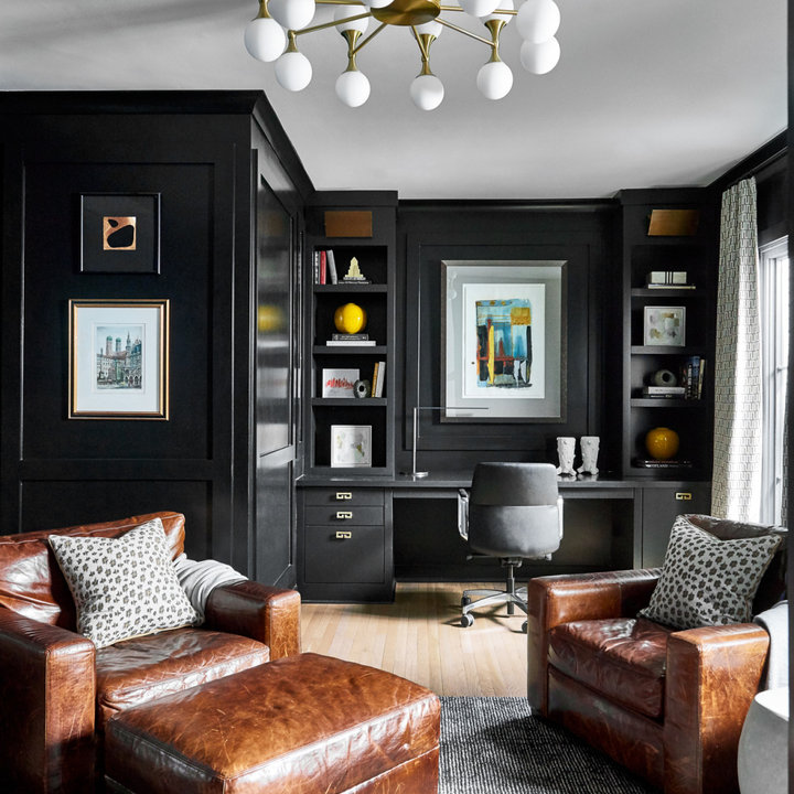 75 Beautiful Home Office with Black Walls Ideas and Designs - February ...