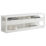 Lexington - Brookfield Media Console - The 82-inch Brookfield media console offers ample storage with four full-extension drawers featuring textured veneer fronts. Four open compartments provide easy access for components or a display area for decorative accessories.