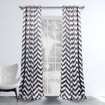 Fez Grey & Tan Grommet Blackout Room Darkening Curtain