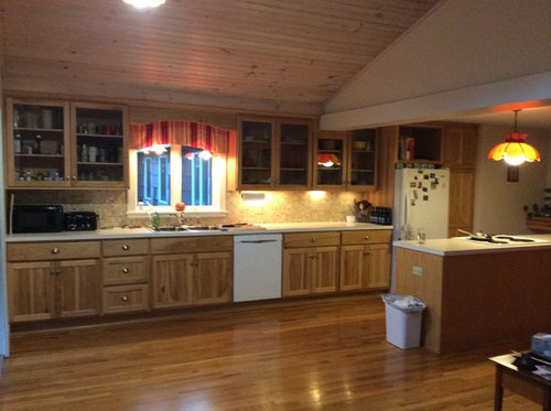 Light Or Dark Counters With Natural Hickory Cabinets