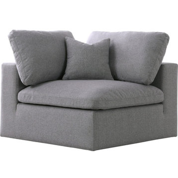 Serene Linen Textured Fabric Deluxe Comfort Modular Corner Chair, Grey