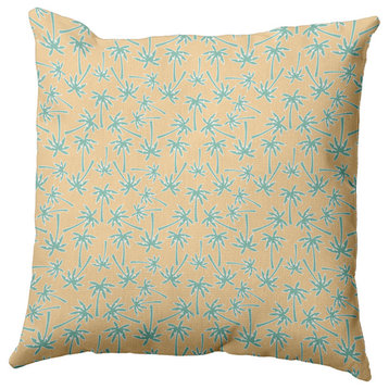 Palm Tree Pattern Decorative Throw Pillow, Corn Stalk, 18"x18"