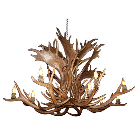 Reproduction Antler Elk / Fallow Monarch Chandelier, Xlarge, Parchment Shades