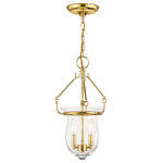 Livex Lighting - Pendant With Handcrafted Clear Glass, Polished Brass - Clean, simple, and classic, you can't go wrong with our Canterbuty chain hung bell jar lantern in polished brass.