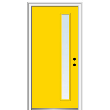 30 in.x80 in. 1 Lite Clear Left-Hand Inswing Painted Fiberglass Smooth Door