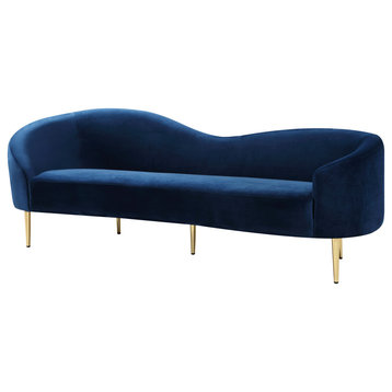 Ritz Velvet Upholstered Sofa, Navy