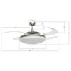 Fanaway Evo2 Retractable 4-Blade Lighting Ceiling Fan, Brushed Chrome