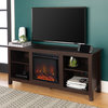 58" Wood TV Stand With Electric Fireplace Insert, Espresso