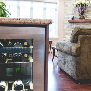 Wine fridge in the kitchen island