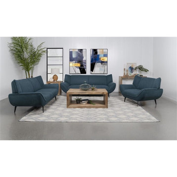 Pemberly Row 3-piece Mid-Century Fabric Upholstered Living Room Sofa Set Teal