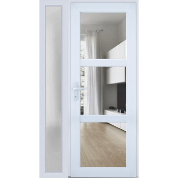 Front Exterior Prehung Door See-through / Manux 8555 White / 50 x 80" Right In