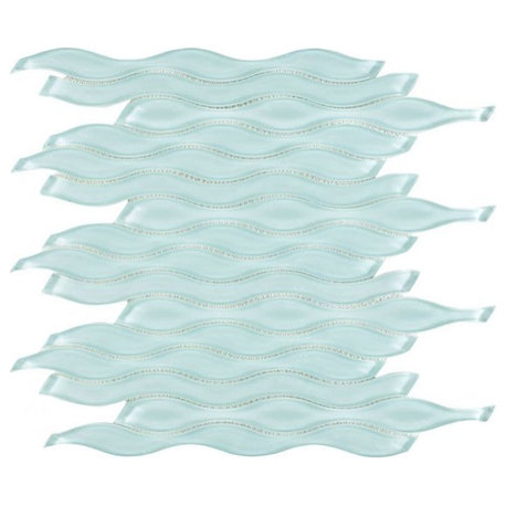 Mosaic Glass Tile Surface Waves, Light Green