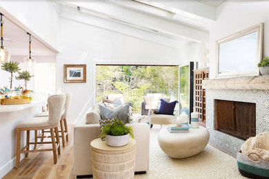Beach style living room photo in Orange County