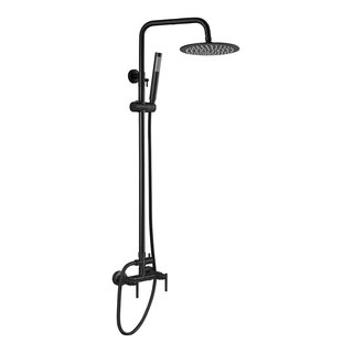 HEATGENE Stainless Steel Outdoor Shower Stand With Body Jets And Handheld  Showerhead For Outside Showers/Swimming Pools/Matt Black