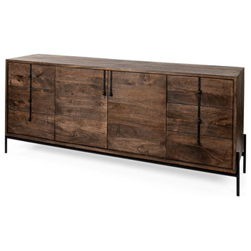 Brown Wood Frame With Black Iron Accent, 2 Door Cabinet Sideboard