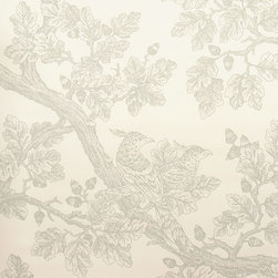 Acorn & Oakleaf Toile: Greige - Wallpaper