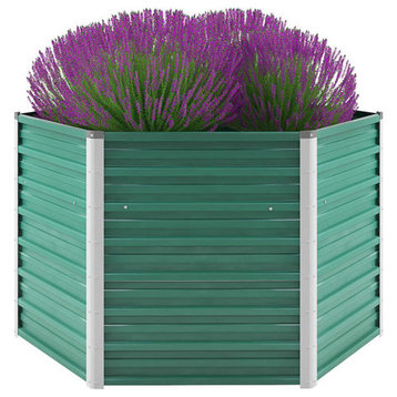 vidaXL Raised Garden Bed Raised Flower Bed Galvanized Steel Patio Planter Green