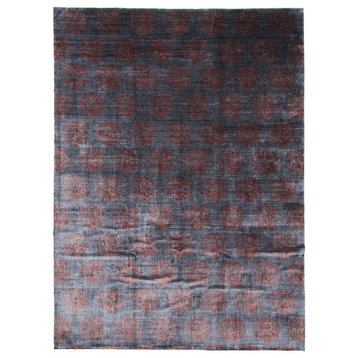Modern Hand Knotted Rug, Black, 10'x14'