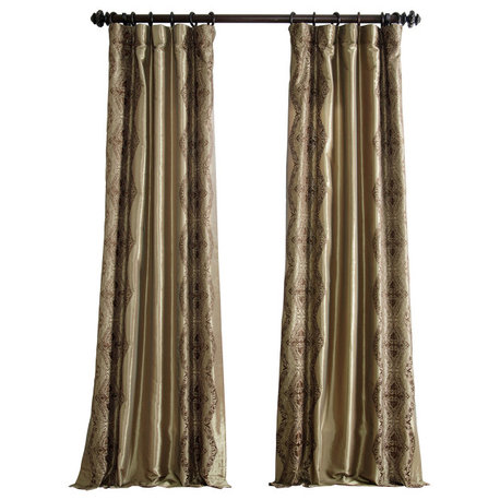 Chai Embroidered FauxSilk Curtain Single Panel, 50"x108"