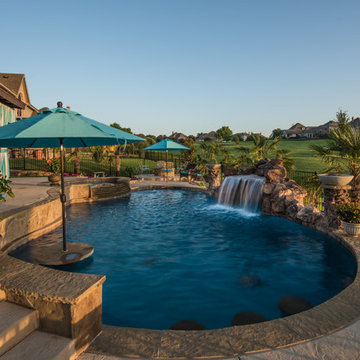 Raised Beam Free-Form Pool with Tiered Spa