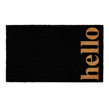 Vertical Hello Doormat, Black/Natural, 17"x29"