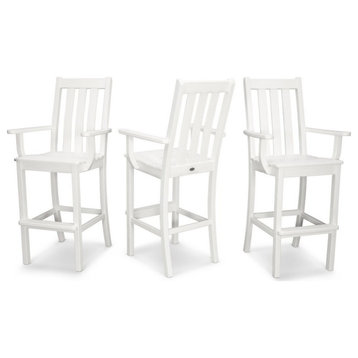 Polywood Vineyard Bar Arm Chair 3-Pack, White