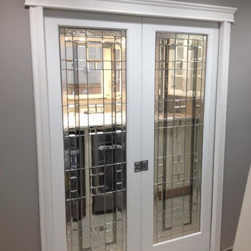 Glass pocket doors for laundry room