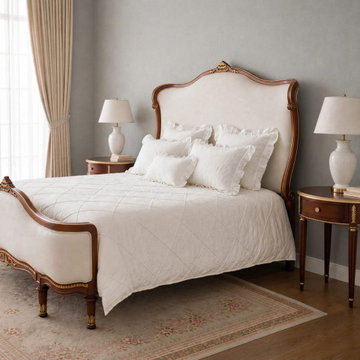 French Provincial Upholstered Bed | Handcrafted European Style Furniture