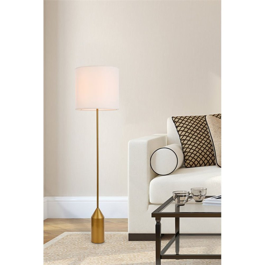 Living District Ines 1-Light Mid-Century Metal Floor Lamp in Brass and ...