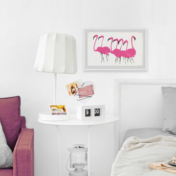"Pink Flamingo Lead" Framed Painting Print