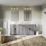 MOD - The Yukon Bathroom Vanity, Gray, 72", Double Sink, Freestanding - The Yukon vanity is layered in clean lines and practicality, and offers ample storage space for safekeeping towels, toiletries, and other necessities close at hand. Plus, the soft-close drawers promise silence for early-risers and night owls, while the white-marbled, stain-resistant marble top will keep your everyday oasis feeling pristine. As for durability, this solid-wood wonder is designed to stand the test of time, and dressed in sumptuous coating that adds a touch of luxury to your in-home escape.