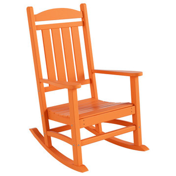 WestinTrends HDPE Outdoor Patio Adirondack Rocking Chair, Classic Porch Rocker, Orange