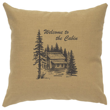 Image Pillow 16x16 Welcome Cabin Linen Straw