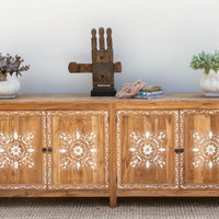 84" Long Damascus Mother Of Pearl Inlay Sideboard