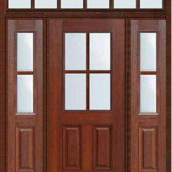 Prehung Side lights-Transom Door 80 Fiberglass 1/2 Lite 4 Lite - Front Doors
