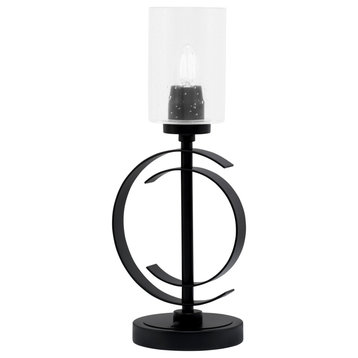 1-Light Table Lamp, Matte Black Finish, 4" Clear Bubble Glass