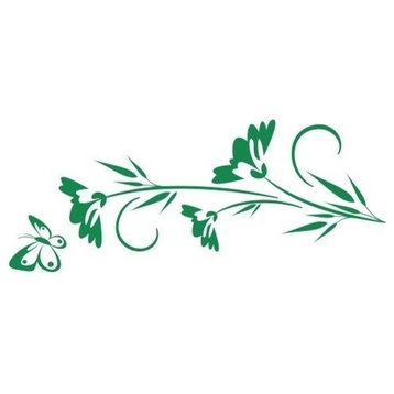 Lonely Butterfly Wall Decal, Green, 24"x65"
