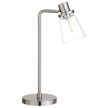 Granville 21 Tall Table Lamp with Glass Shade in Brushed Nickel/Clear