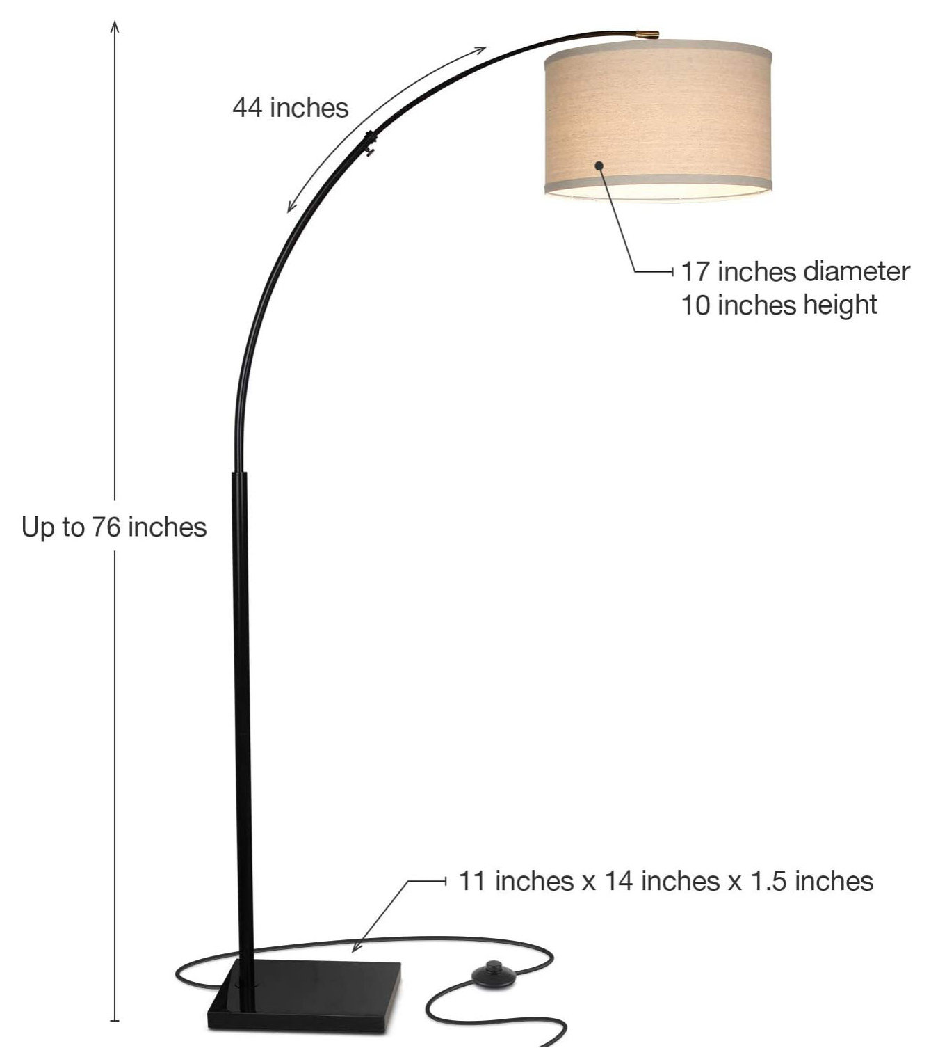 Brightech Logan - Contemporary Arc Floor Lamp w. Marble Base ...