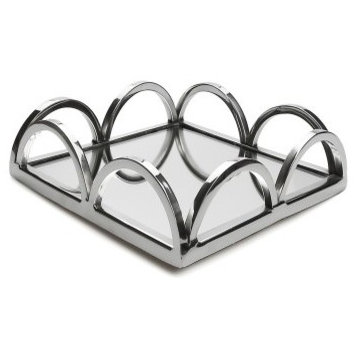Classic Touch Stainless Steel Square Napkin Holder with Loop Sides
