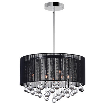 Water Drop 6 Light Drum Shade Chandelier With Chrome Finish