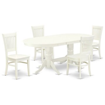 East West Furniture Vancouver 5-piece Wood Dinette Table Set in Linen White
