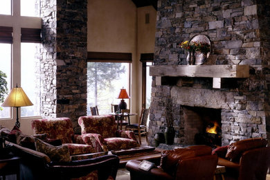 Example of a mountain style living room design in Other