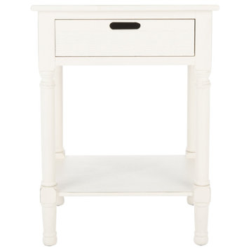 Safavieh Landers 1 Drawer Accent Table, Distressed White/-